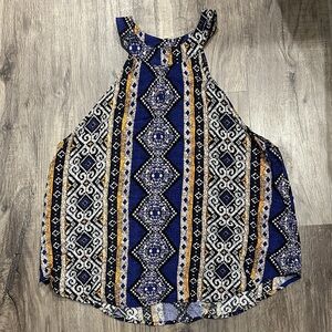 Sweet Wanderer Geometric Blue and Gold Blouse Tank